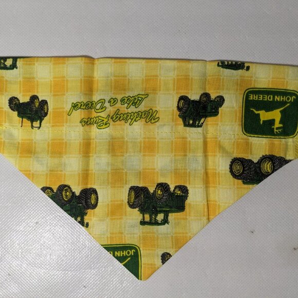 NEW- Homemade John Deere Tractors Dog Bandana (8" x 6") Size S-M - Picture 2 of 7